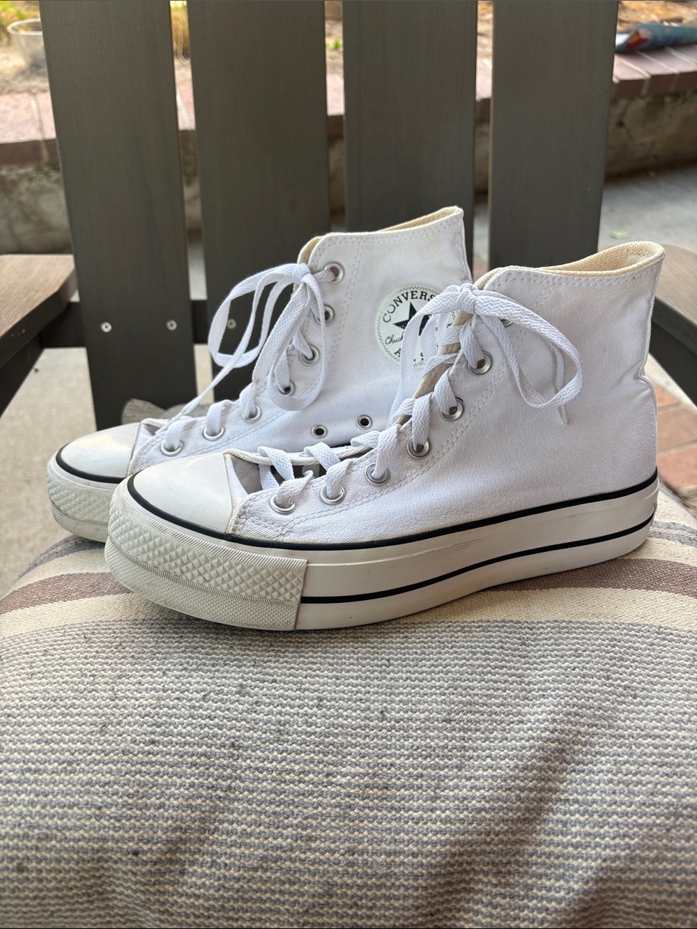Converse White High-Top Platform Canvas Sneakers
